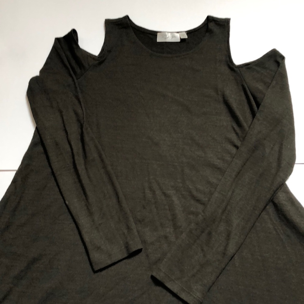 Olive Green Cold-Shoulder Sweater